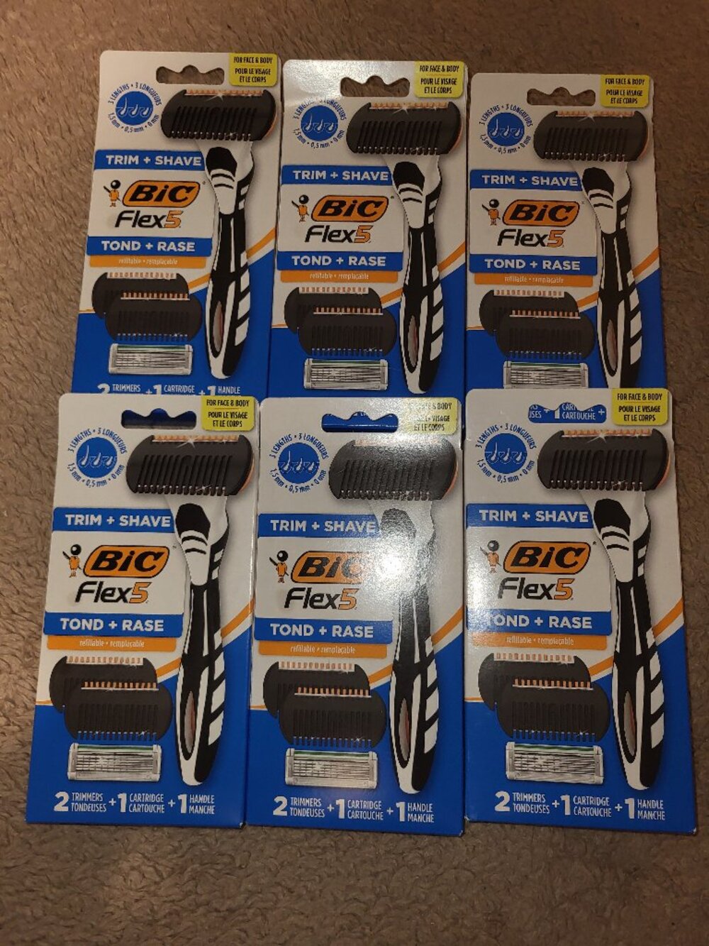 Bic Flex 5 Trim & Shave 6 Packs Total New Unopened